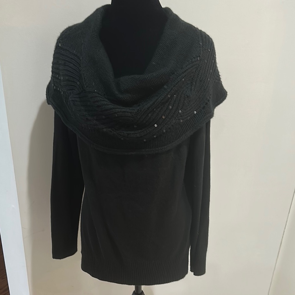 Elegant Black Cowl Neck Sweater